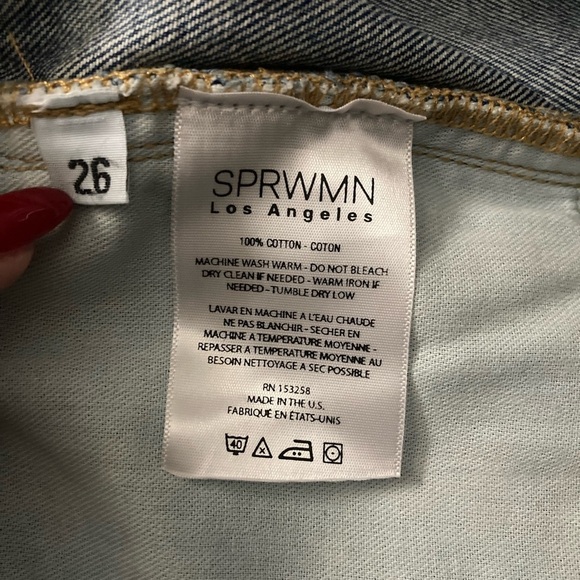 SPRWMN Straight Leg Denim Jeans NWT High Rise Size 26 Cotton - Picture 9 of 11